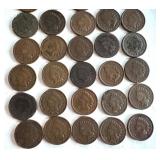 Lot of 35 Circulated Indian Head Pennies Assorted Years Lot of 35 Circulated Indian Head Pennies Assorted Years