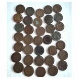 Lot of 35 Circulated Indian Head Pennies Assorted Years Lot of 35 Circulated Indian Head Pennies Assorted Years