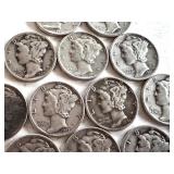 Set of 21 Circulated Mercury Dimes Assorted Dates Set of 21 Circulated Mercury Dimes Assorted Dates