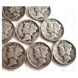 Set of 21 Circulated Mercury Dimes Assorted Dates Set of 21 Circulated Mercury Dimes Assorted Dates