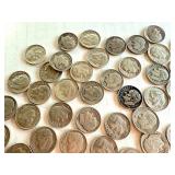 Lot of 67 Circulated Pre-1964 Roosevelt Silver Dimes Lot of 67 Circulated Pre-1964 Roosevelt Silver Dimes