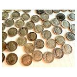 Lot of 67 Circulated Pre-1964 Roosevelt Silver Dimes Lot of 67 Circulated Pre-1964 Roosevelt Silver Dimes