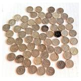 Lot of 67 Circulated Pre-1964 Roosevelt Silver Dimes Lot of 67 Circulated Pre-1964 Roosevelt Silver Dimes
