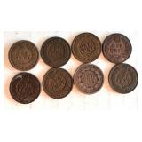 Set of 8 Indian Head Pennies 1863-1905 Circulated US Coins Set of 8 Indian Head Pennies 1863-1905 Circulated US Coins