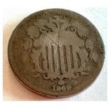1869 Shield Nickel Five Cent Coin United States 1869 Shield Nickel Five Cent Coin United States