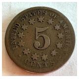 1869 Shield Nickel Five Cent Coin United States 1869 Shield Nickel Five Cent Coin United States