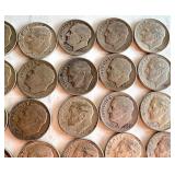 Set of 40 Circulated 90% Silver Roosevelt Dimes 1964 and Earlier Set of 40 Circulated 90% Silver Roosevelt Dimes 1964 and Earlier