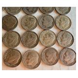 Set of 40 Circulated 90% Silver Roosevelt Dimes 1964 and Earlier Set of 40 Circulated 90% Silver Roosevelt Dimes 1964 and Earlier