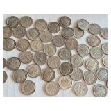 Lot of 60 Assorted Circulated Roosevelt Dimes Lot of 60 Assorted Circulated Roosevelt Dimes
