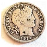 1913 and 1914 Barber Dime Set United States Silver Coins 1913 and 1914 Barber Dime Set United States Silver Coins
