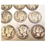 Lot of 25 Circulated Mercury Dimes Assorted Dates Lot of 25 Circulated Mercury Dimes Assorted Dates