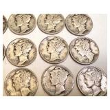 Lot of 25 Circulated Mercury Dimes Assorted Dates Lot of 25 Circulated Mercury Dimes Assorted Dates