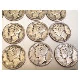 Lot of 25 Circulated Mercury Dimes Assorted Dates Lot of 25 Circulated Mercury Dimes Assorted Dates