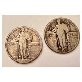 2 Standing Liberty Quarters 1925 U.S. Silver Coins 2 Standing Liberty Quarters 1925 U.S. Silver Coins