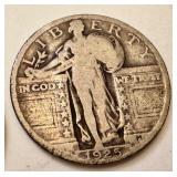 2 Standing Liberty Quarters 1925 U.S. Silver Coins 2 Standing Liberty Quarters 1925 U.S. Silver Coins