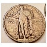 2 Standing Liberty Quarters 1925 U.S. Silver Coins 2 Standing Liberty Quarters 1925 U.S. Silver Coins