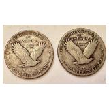2 Standing Liberty Quarters 1925 U.S. Silver Coins 2 Standing Liberty Quarters 1925 U.S. Silver Coins