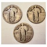 Set of 3 Standing Liberty Quarters 1926 United States Silver Coins Set of 3 Standing Liberty Quarters 1926 United States Silver Coins