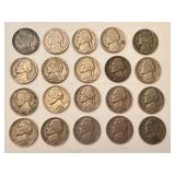 Collection of 20 Jefferson Nickels 1940s-1950s Collection of 20 Jefferson Nickels 1940s-1950s
