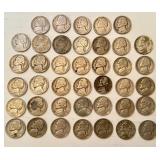 Collection of 40 Vintage Jefferson Nickels 1940s-1950s Collection of 40 Vintage Jefferson Nickels 1940s-1950s