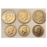 Lot of 6 US Eisenhower and Kennedy Half Dollar Coins 1971-1976 Lot of 6 US Eisenhower and Kennedy Half Dollar Coins 1971-1976