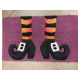 Hand Hooked Accent Rug 22x38 in with Witch Legs Design