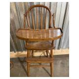 Vintage Wooden High Chair with Removable Tray