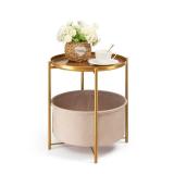 Danpinera Round Side Table with Fabric Storage Basket with Removable Tray Top $39.99 Retail - Brand New