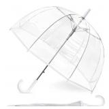 Clear Bubble Dome Umbrella with White Handle - Brand New