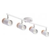 Modern 4 Light Track Lighting 32" Natural Solid Wood Flexible Arm LED Bulbs $79.99 Retail - Brand New