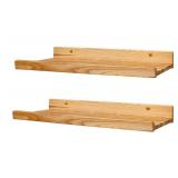 Floating Wall Shelves 24" with Lip for Books or Photos Natural Wood - Brand New
