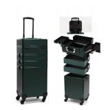ChuangJin Particle Rolling Makeup Train Case Professional Cosmetic Trolley with Swivel Wheels Green $119.97 Retail - Brand New
