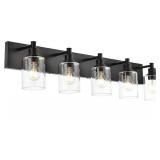 Vanity Light Fixture Black 5 Light Black Lights with Clear Glass $99.99 Retail - Brand New