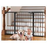 Baby Gate Black 27" to 43" for Doorways and Stairs Mounting Bracket System $69.99 Retail - Brand New