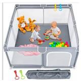 Todale Baby Play Pen 50" x 50" with Gate and Anti Slip Base Gray $59.99 Retail - Brand New