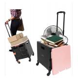 Rolling Crate Utility Cart Collapsible Basket with Pink Lid $65.99 Retail - Brand New