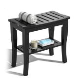 Domax Bamboo Shower Bench and Stool Waterproof Black $54.99 Retail - Brand New