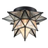 Daycent Black Moravian Star Light Flush Mount Moroccan Star $129.99 Retail - Brand New