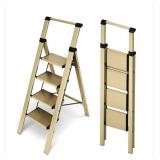 4 Step Foldable Aluminum Step Ladder with Handgrip Gold $119.99 Retail - Brand New