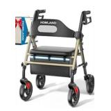 Homeland Foldable Rollator Walker with Seat for Seniors 8" Wheels Gold $159.99 Retail - Brand New