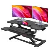 Standing Desk Converter 32" Height Adjustable Sit Stand Desk Riser Black $139.99 Retail - Brand New