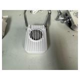 Three Portable Rechargeable Neck Fans. USB Charging Cable Included. The fans also have a clip and will stand on flat service.