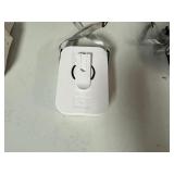 Three Portable Rechargeable Neck Fans. USB Charging Cable Included. The fans also have a clip and will stand on flat service.