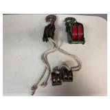 Two Double-Sleave (wheel) Pulleys and Two 1 1/4 Double-Wheeled Pulley.   Newer Pulley is 3/2" diameter. Vintage is 2" diameter.