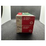 .45 Auto FMJ Lellier & Bellot. Two Boxes.  50 Rounds per Box.
