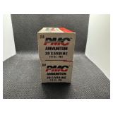 PMC Ammunition 30 Cal. Carbine FMJ. Two Boxes. Fifty per Box.