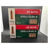.45 Auto FMJ Lellier & Bellot. Two Boxes.  50 Rounds per Box.