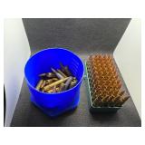223 Rifle HD and FMJ Ammo - Loose in blue container quantity 40) and .223 FMJ (green case quantity 50)