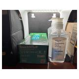 Box of 100 Large Nitrile Gloves and Five 12 oz Bottles of Equate Hand Sanitizer