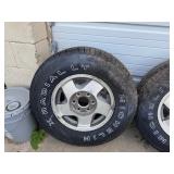 Set of Four Michelin Radial Tires LT 245/75 R16. 6 bolt Chevy Rim